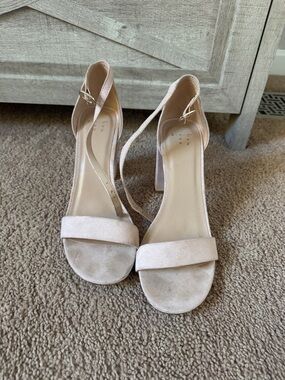 a new day Blush Suede Open-Toe Ankle-Strap Block Heels